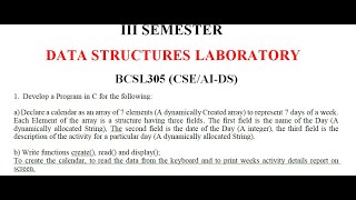 Data Structures Lab exp1 for 3rd sem BCSL305 CSEAIDSVTU [upl. by Jennica]