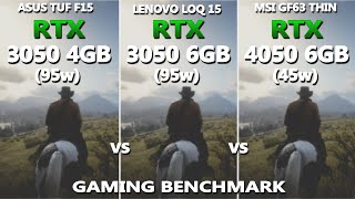 RTX 3050 4GB 95w vs 3050 6GB 95w vs 4050 6GB 45w Gaming Benchmark Test  Which one is good [upl. by Lobiv]