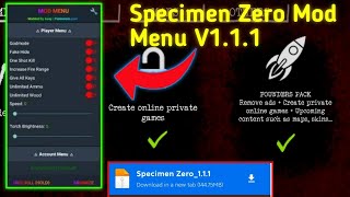 Specimen Zero Mod Menu  GOD MOD  UNLIMITED AMMO  SPEED HACK  UNLOCK ALL [upl. by Aggy]