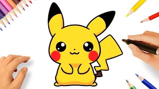 HOW TO DRAW PIKACHU KAWAII EASY ⚡ [upl. by Nayhr]