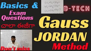 gauss Jordan methodbtechm1exam question amp basics btech btechmaths matrices gaussjordanmethod [upl. by Noemis]