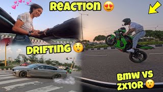 Bmw M5 Vs Zx10r 😲urvashi Ka Reaction 😍Drifting Goes Wrong 🥺 training back workout  kawasaki h2r [upl. by Lertnek]