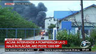 Incendiu puternic la o hală cu substanțe chimice din Dâmbovița [upl. by Letnohs]