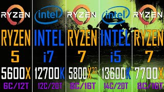 RYZEN 5 5600X vs INTEL i7 12700K vs RYZEN 7 5800X3D vs INTEL i5 13600K vs RYZEN 7 7700X [upl. by Rehpotsrhc]