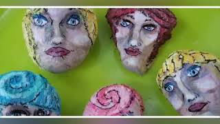 How to PAINT FACES on rocks SIMPLE EASY Unique  amp kinda creepy but cool KINDNESS ROCKS [upl. by Alrahc281]