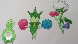 How to draw Pokemon No 406 Budew No 315 Roselia No 407 Roserade [upl. by Augustina]