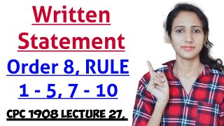 Order 8 of cpc rule 1 to 5 and rule 7 to 10 written statement part 1  CPC 1908 LECTURE 27 [upl. by Gnal]