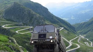 Swiss Army SAURER 6DM  Gotthardpass including lower part of Tremola [upl. by Star]