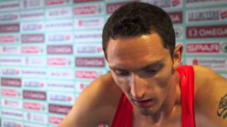 Silvio Schirrmeister GER after winning the 400m hurdles at Gateshead 2013 [upl. by Hearsh]