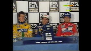 1993 Spanish Grand Prix Press Conference  Prost Senna and Schumacher [upl. by Anitsyrhc]