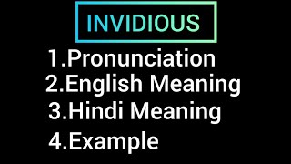 invidious Meaning of invidious in Hindi Meaning  Pronounciation of invidious  Example  Use [upl. by Amary]