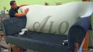 DIY  HOW TO REUPHOLSTER A SOFACOUCH  ALO Upholstery [upl. by Neomah378]