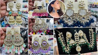 পাইকারি দামে কানের দুল  meesho kundan earrings wholesale market  meenakari earrings paikari dhaka [upl. by Ancelin142]