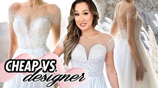 Trying on CHEAP vs DESIGNER Wedding Dresses 11k vs 200 [upl. by Anitel]