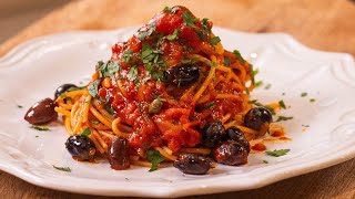 Authentic Italian Puttanesca Spaghetti [upl. by Stiruc]