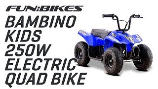 Product Overview Funbikes 24v 250w Bambino Kids Electric Quad Bike [upl. by Philippa]