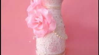 Decorare un Vaso Shabby Chic  Shabby Chic Vase [upl. by Aicram]