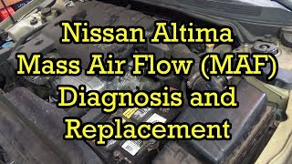 Nissan Mass Air Flow MAF P1102 Diagnosis and Replacement 2003 Altima 25 20022006 Similar [upl. by Flanagan514]