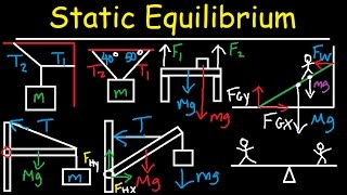 Static Equilibrium  Tension Torque Lever Beam amp Ladder Problem  Physics [upl. by Aetnuahs587]