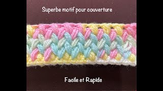 Tuto motif pour couverture au crochet spécial gaucher [upl. by Ahola893]