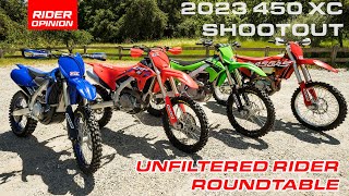 2023 450 OffRoad Shootout Roundtable  Dirt Bike Test [upl. by Nodnnarb416]