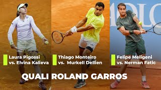 LIVE ROLAND GARROS QUALIFYING  Monteiro x Dellien  Meligeni x Fatic  Pigossi x Kalieva [upl. by Aritak]