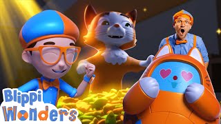 Blippi Meets a Cat  Blippi Wonders Educational Cartoons for Kids [upl. by Eanram476]