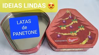 IDEIAS LINDAS COM LATAS DE PANETONE OU BISCOITO  Decoração Casa e Jardim [upl. by Litsyrk]