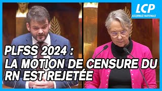 Budget de la sécurité sociale 2024  la motion de censure du RN est rejetée  30102023 [upl. by Manwell]