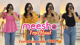 Cute Meesho Tops Haul under ₹499 😍  Affordable Tops Haul  Meesho Haul  Jasmin Kaur 🌸 [upl. by Allisurd]