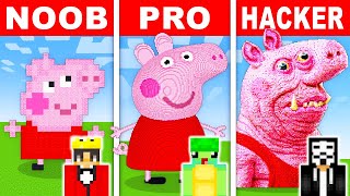 NOOB vs PRO PEPPA PIG STATUE HOUSE Build Challenge in Minecraft [upl. by Acinot]