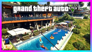 GTA 5  HOUSE PARTY AT FRANKLINS  Hundreds of People HUGE Party GTA V [upl. by Oruam]