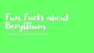 Fun Facts about Beryllium  Beryllium  Element 4  Periodic Table  Shorts [upl. by Lambertson]