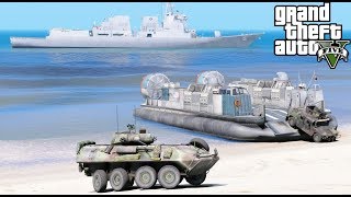 Navy LCAC Hovercraft Beach Landing in GTA 5 [upl. by Darcia]