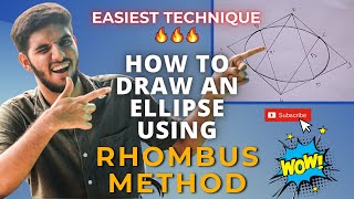 How to draw an Ellipse using Rhombus Method  Engineering Drawing  Draw Ellipse by 4 points method [upl. by Olsson19]