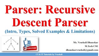 LL parser  Predictive Parser Topdown  Compiler Design  Lec  13  Bhanu priya [upl. by Yllut848]