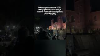 Counter protesters using speakers to interrupt the pro🇵🇸 encampment from sleeping ucla protest [upl. by Monagan]