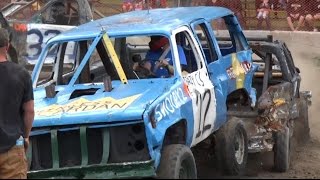 Petrolia Fair Demolition Derby 2015  Pro Mod Trucks [upl. by Nibas]