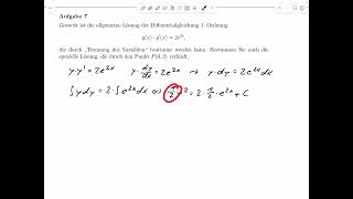 A7 – DGL 1 Ordnung – Trennung der Variablen Klausur SoSe 2024 [upl. by Assen]