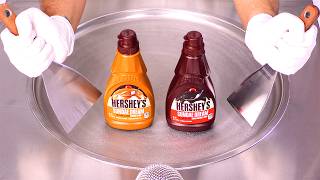 ASMR  How to make Hersheys Chocolate  Caramel  Ice Cream Rolls  Satisfying no talking [upl. by Hubsher]