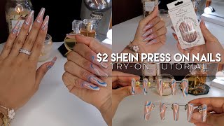 2 SHEIN PRESS ON NAILS TRY ON TUTORIAL 2022 [upl. by Claudell963]