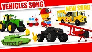 The Vehicles song  Monster trucks planes cars trucks police firetruck helicopter motorbikes [upl. by Nalat]