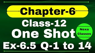 One Shot Ex 65 Class12  Chapter 6  Class 12 One Shot Ex 65 Math  Ex 65 Class 12 in One Shot [upl. by Daley]