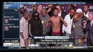 Floyd Mayweather vs Shane Mosley  WEIGH IN  high quality [upl. by Salohcim]