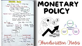 Monetary Policy  Indian Economy  Lec70  Handwritten notes  An Aspirant [upl. by Yrral503]