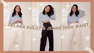 SHOPEE HAUL CELANA KULOT amp JEANS HIGH WAIST 100rban  Alia Anggresita [upl. by Bokaj]