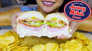 ASMR JERSEY MIKES Italian SubHoagie  Chips Mukbang [upl. by Azzil]