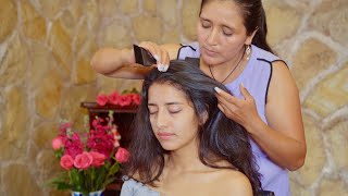 Esperanzas soft whispering ASMR massage and hair combing with nails for tingles and triggers 🥰 [upl. by Seditsira]