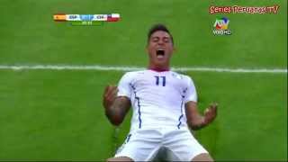 Mundial Brasil 2014 Chile 20 España Tv Peruana Gol de Eduardo Vargas [upl. by Noired]