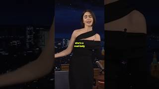 Lily Collins lip sync to quotwanna bequot by spice girls emilyinparisseason4 [upl. by Concordia206]